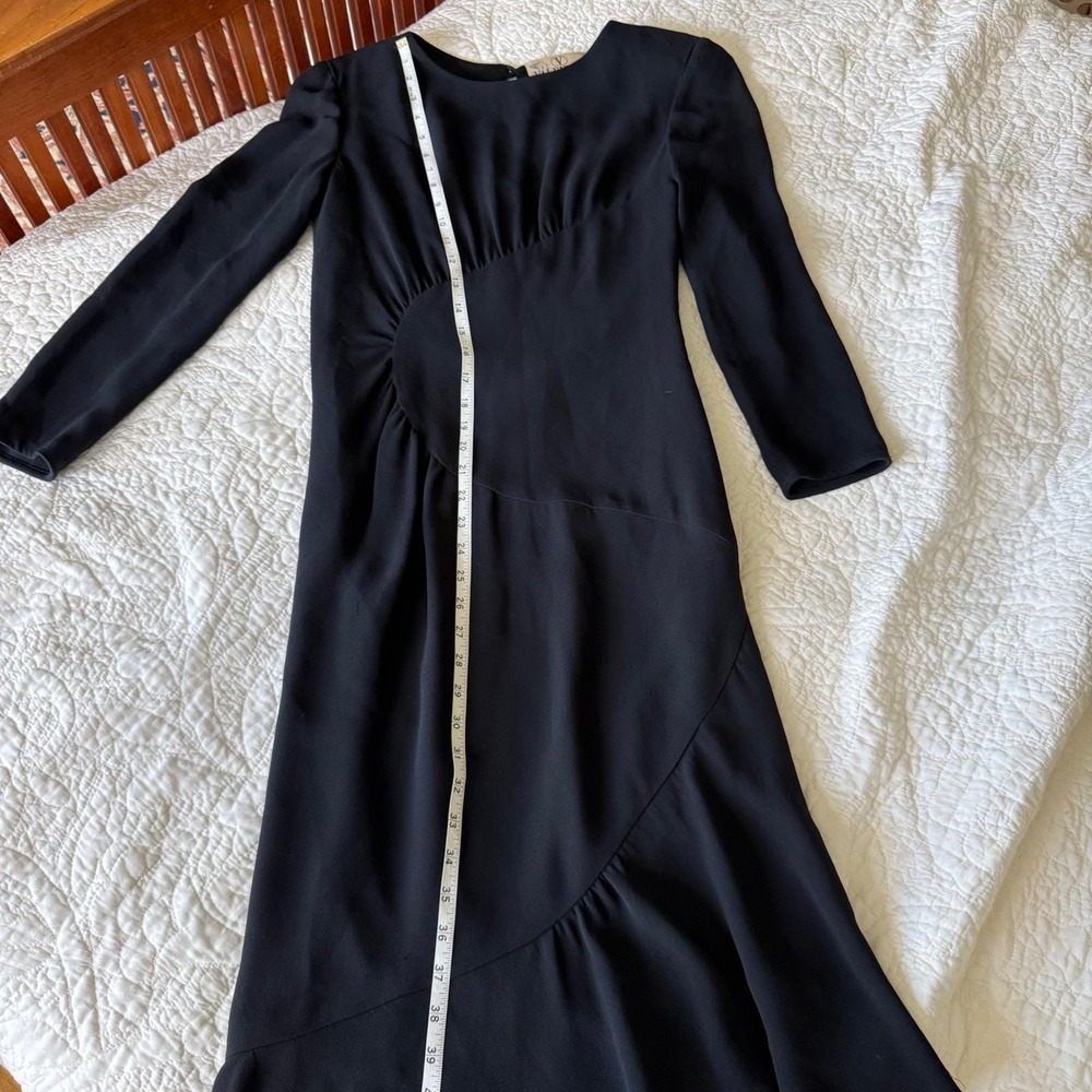 Vtg Valentino Boutique Black Silk Dress Made in Italy Sz10 Asymmetrical flatters - Picture 16 of 16